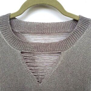 Lane Bryant Sweater Shredded Neck Metallic Silver 18/20